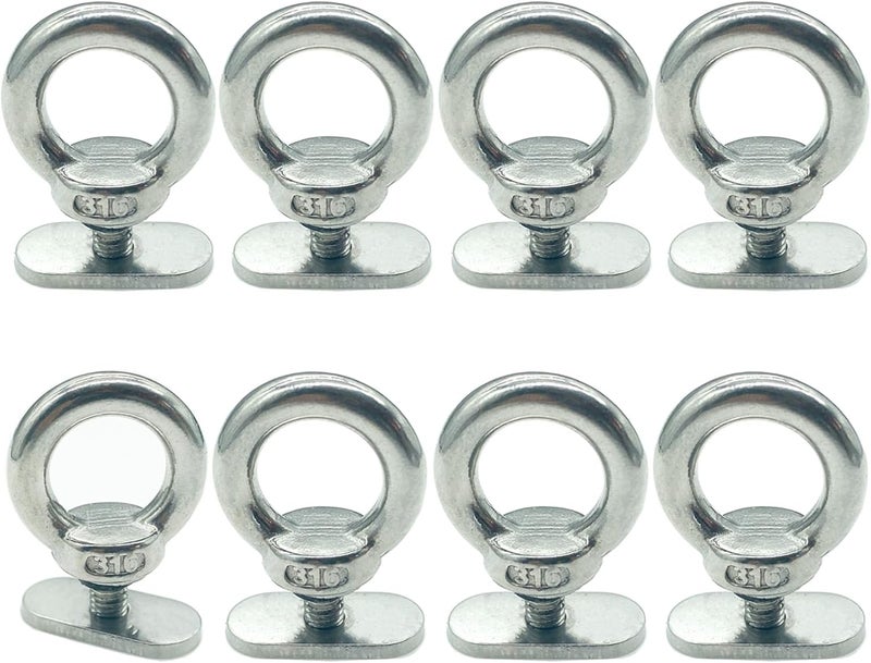 LTEMG Kayak Track Mount Tie Down Eyelet Rail,316 Stainless Steel,Canoes,Boats,Ropes Accessories(8 Pack) - Image 1